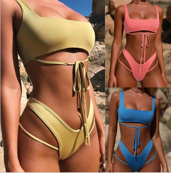 

2019 взрывное pure sexy бинты split купальники продажа трехцветный бикини