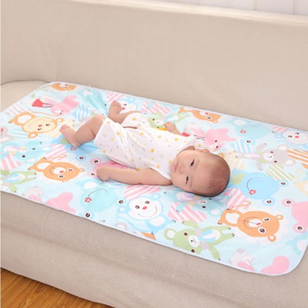 

cartoon baby changing pads covers 60*90 cm cotton reusable newborn portable diapers mattress kids waterproof sheet changing mats