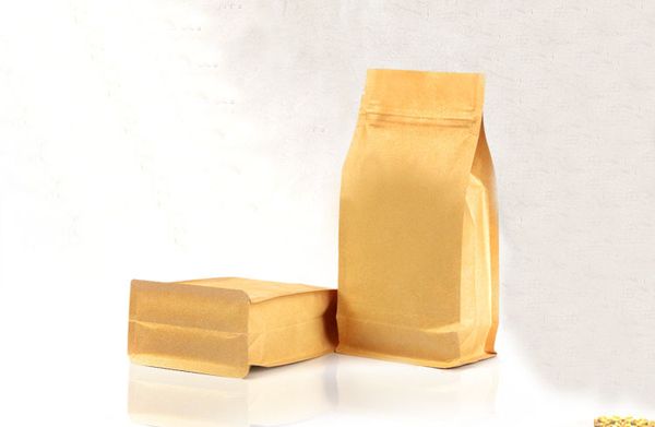 

12*22+6 10pcs stand up brown kraft paper bags boxes recyclable for wedding/gift/jewelry//candy package paper box