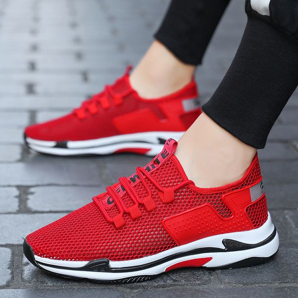 

summer men shoes mesh shoes summer fashion breathable sneakers mesh light casual, Black