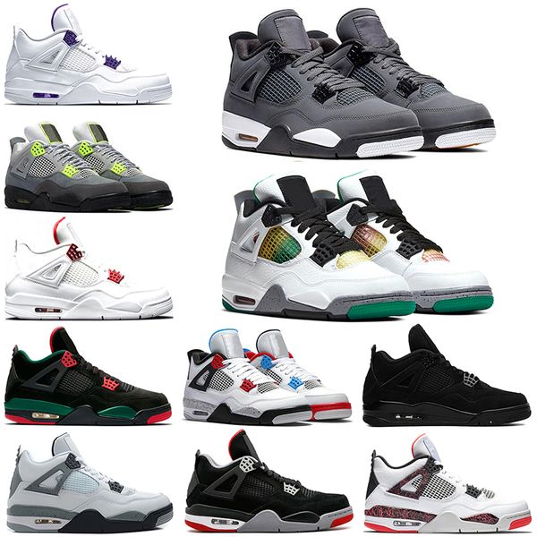 

jumpman 4s men's athletic shoes basketball shoes cultivate neon white cement rasta black track and field men's athletic shoes size