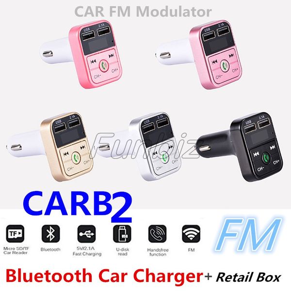 

B2 wirele bluetooth multifunction fm tran mitter u b car charger mini mp3 player car kit holder tf card hand head et modulator