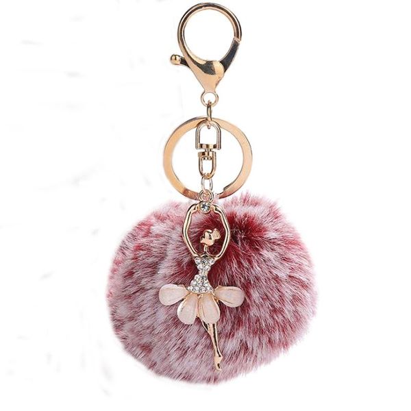 

chaveiro fluffy keychain pom pom key ring fake rabbit fur ball key chain pompom angel girl fourrure pompon women bag accessories, Silver