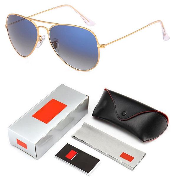 

2019 aviation sunglasses gradient lens men women 58mm pilot glass lens glasses mirror oculos de sol with logo and box, White;black