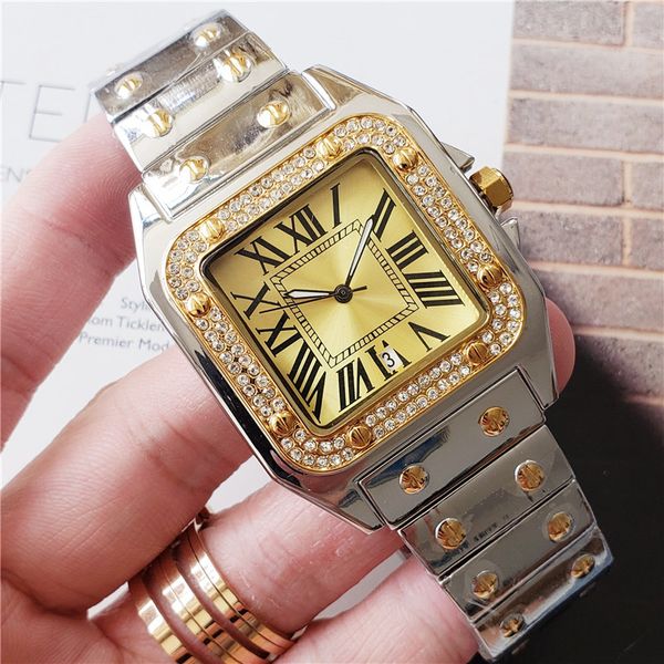 

brand lovers watches men 40mm women 33mm classic sapphire watch luxury rhinestone rose gold watch women's dress watches m216p, Slivery;brown