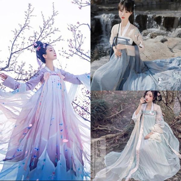 

2020 11colors vintage women hanfu dress square collar tang suit set fairy girls ancient elegant wedding dress stage performance, Black;red