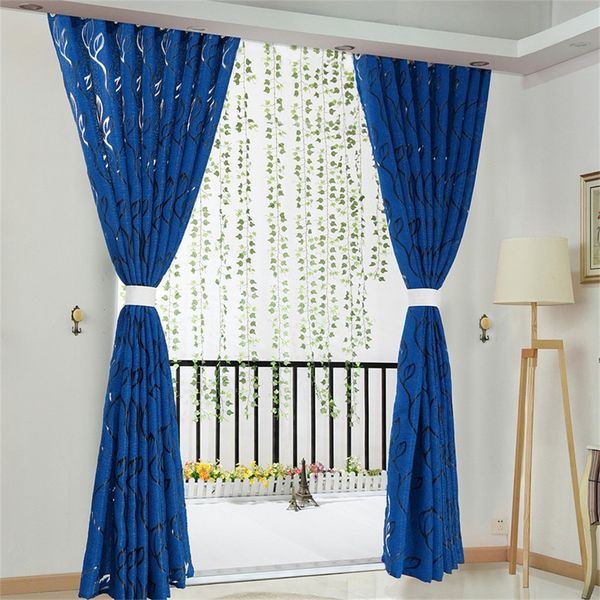 

2 pcs vines leaves tulle door window curtain drape panel sheer scarf valances curtains for living room bedroom gordijnen