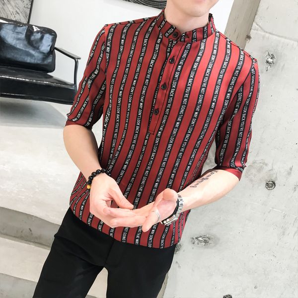 

men shirt stripe irregular graphics header sleeve set loose flowers with short sleeves shirt jacket - p50 a236-197, White;black
