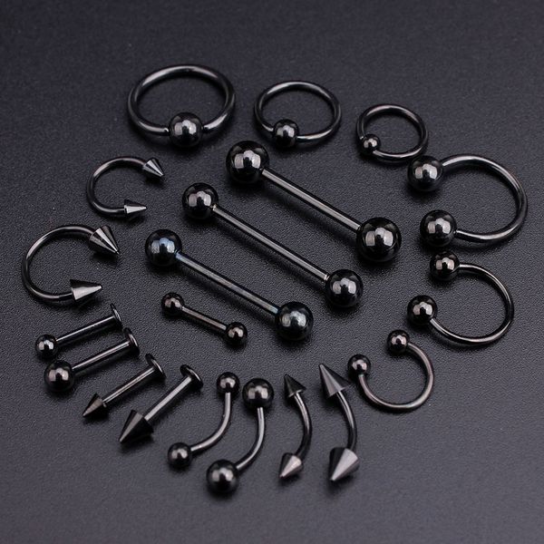 

100pcs/set black stainless steel ear taper and plug tetching flesh tunnel ear gauges stretcher expander body piercing jewelry, Golden;silver