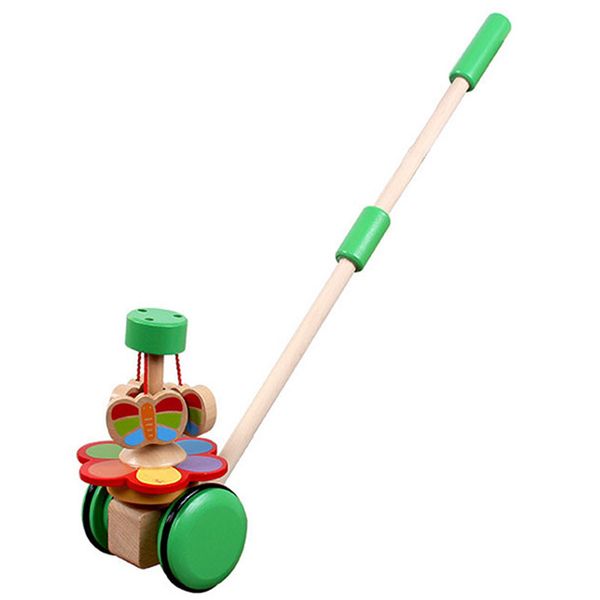 

kids wooden toys baby walker baby first steps car toddler trolley single rod stroller cartoon animals pushing car toy