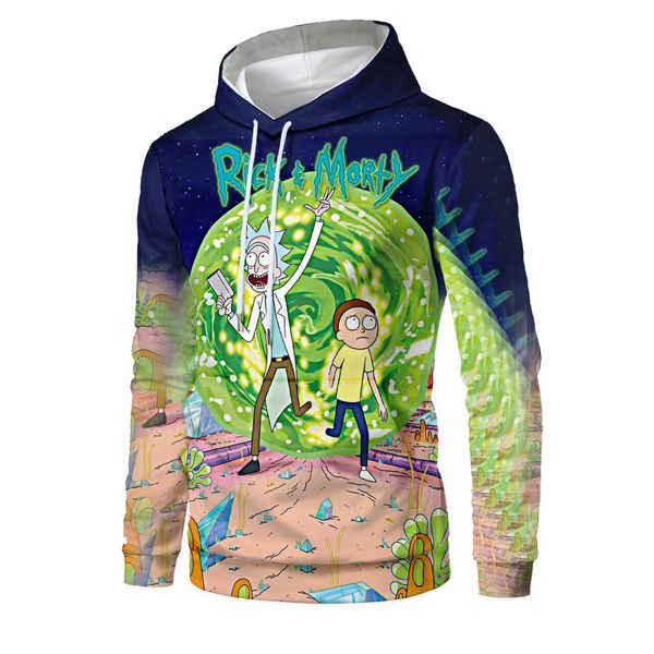 

mens designer cartoon character 3d digital printing sweater with hat, Black