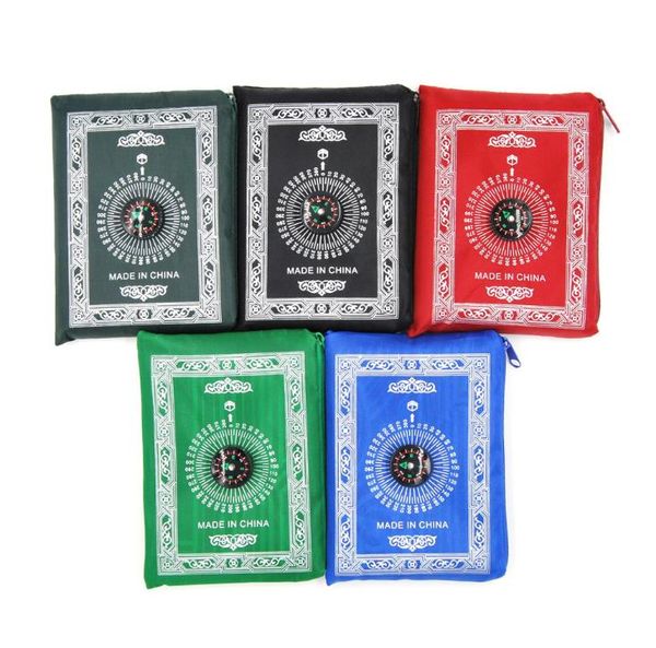 

100pcs 5 colors islamic travel pocket prayer mat with compass 100*60cm muslim prayer rug foldable waterproof blanket sn504