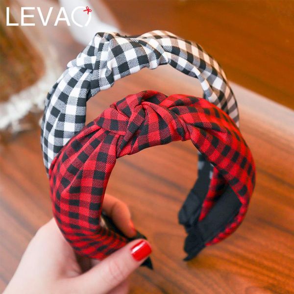 

levao women hairband plaid print headband cotton knotted hair bands hoop hair accessories girls casual fabric hairbands
