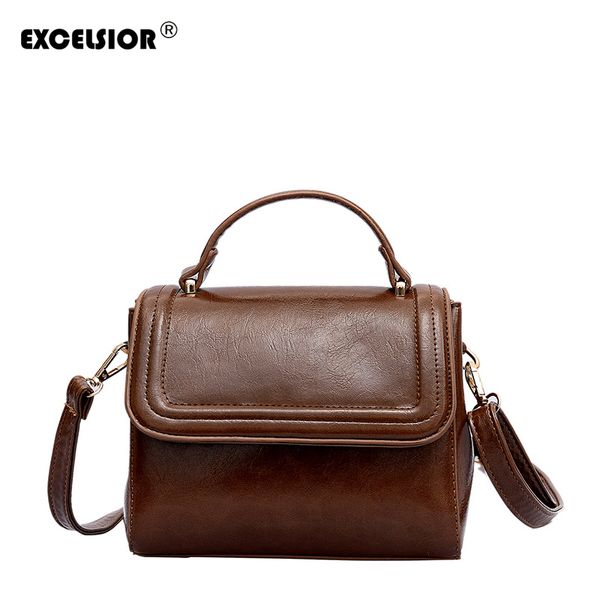 

excelsior selling vintage pu leather women's bag solid handbags ladies mini shoulder bags for female with two strap g2155
