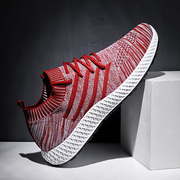 

2019 autumn new style men's sports breathable flying woven shoes korean-style trend flat heel wearable sports casual flying wove, Black