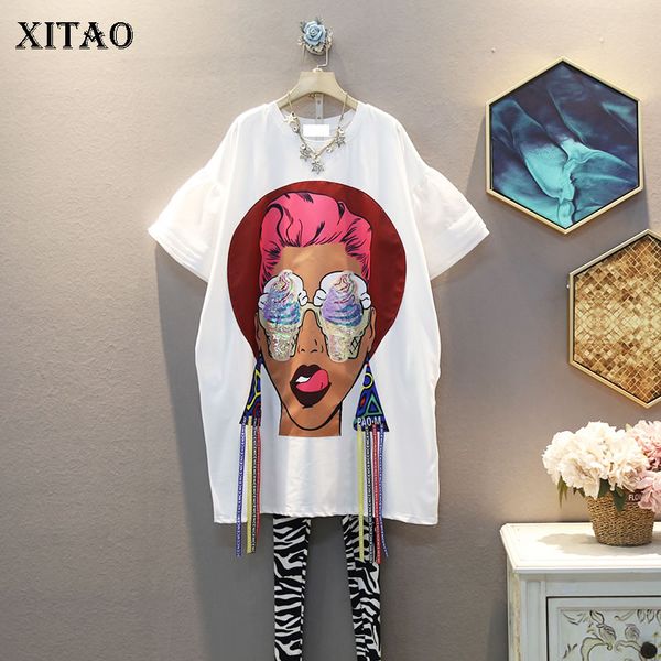 

xitao кисточкой узор платье мода новые женщины 2020 летний пуловер рябить богиня вентилятор повседневная меньшинство стиль свободные платья, Black;gray