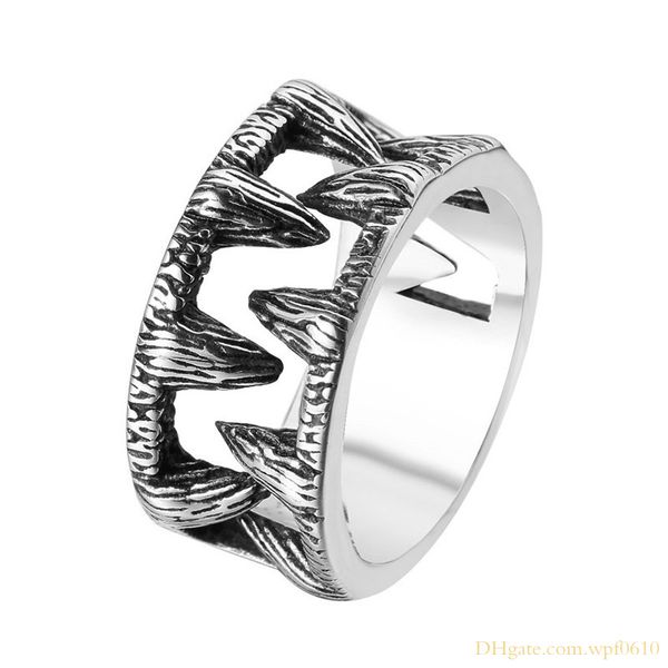 

hip hop punk style wolf spike design stainless steel rings jewelry for men, Silver