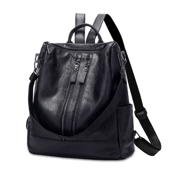 

beraghini pu leather women backpack fashion school bags for teenager girls casual women black backpacks