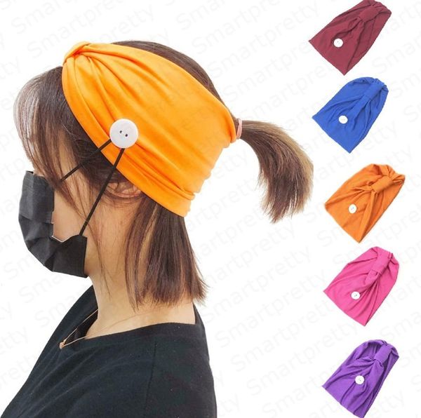 

women's headband solid color sport gym knit hood hair band with button wearable face mask ear protective sweat absorbing hairlace 2020, Slivery;white