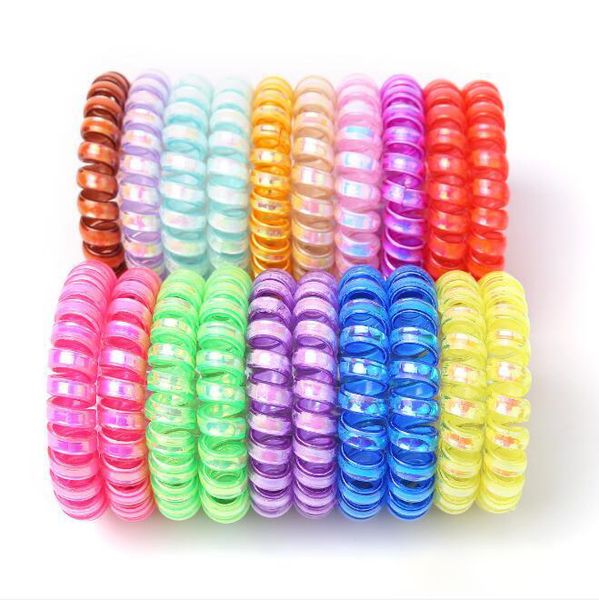 

hair accessories elastic hair bands pinky colors telephone wire cord headbands for women rubber ropes hair ring girls jj19977, Silver