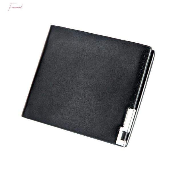

men new stylish bifold business genuine leather wallets mini male card holder coin wallet purse, Red;black