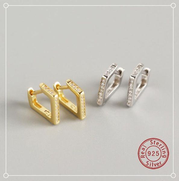 

eh2006015 s925 sterling silver ins european and american extravagant pretty quadrilateral earrings 2020, Golden;silver
