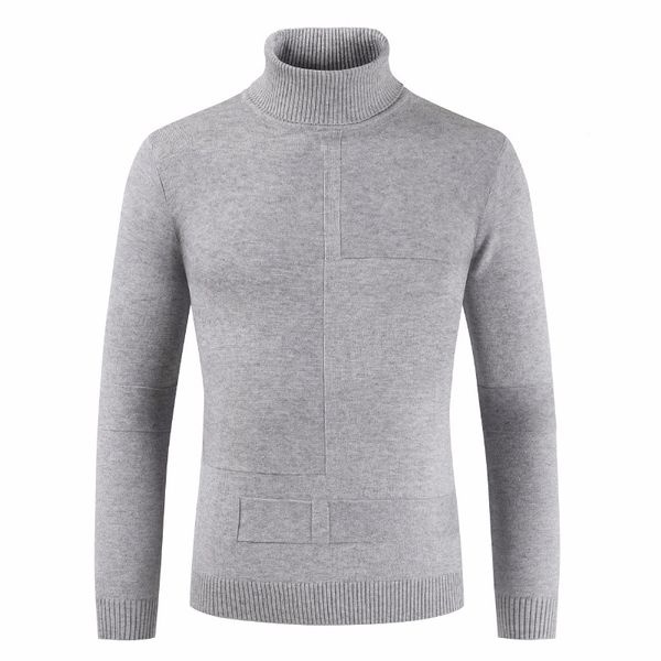 

men 2019 winter high neck thick warm cotton sweater pullovers men turtleneck brand pattern knitwear double collar sweater, White;black