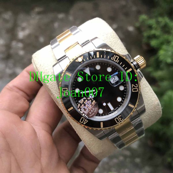

luxury sub watches dp factory eta 2836 automatic black dial ceramic bezel mens watch stainless steel watch super luminous, Slivery;brown