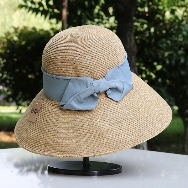 

japanese trend sunshade fisherman hat dome female spring and summer sunscreen uv sun hat straw hat, Blue;gray
