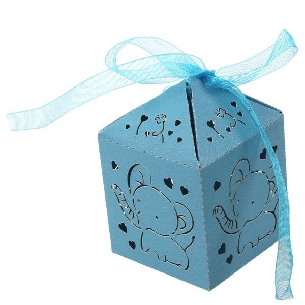 

10шт слон полый каретка сувениры коробка подарки конфеты коробки с лентой baby shower свадебное мероприятие party supplies (синий)5*5*5 см
