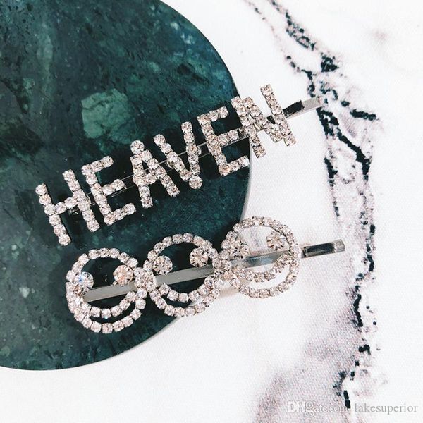 

bling bling rhinestone волос клип усмешка letters заколок для женщин девушки роскошных аксессуаров для волос с fast shipping, Golden;silver