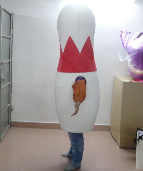 

2019 a bowling mascot costume with a glasses for to wear, Red;yellow