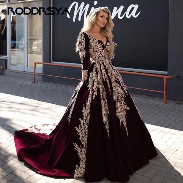 

burgundy velvet formal evening dresses half sleeve v neck lace appliques prom gown, White;black