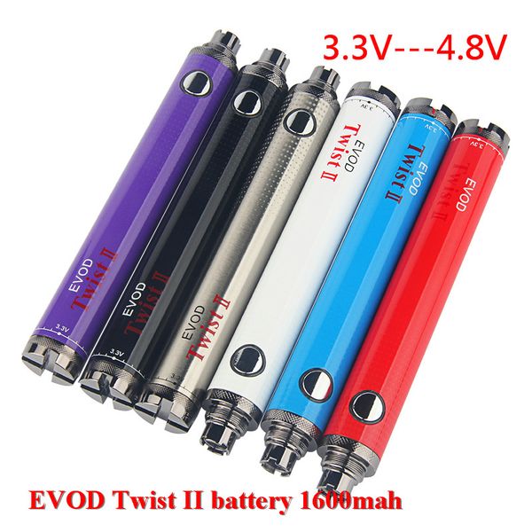 50 adet DHL Evod Pil Torsion II Vaporisatör 510 Konu 3.3 V --- 4.8 V Mod Gerginlik VS Vizyon Spinner 2 Vaper Sigara Électronique Vape