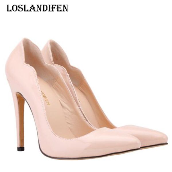 

loslandifen women fashion pointed toe thin heel party high heel shoes plus size 35-42 ladies janpenned leather office pumps, Black;white
