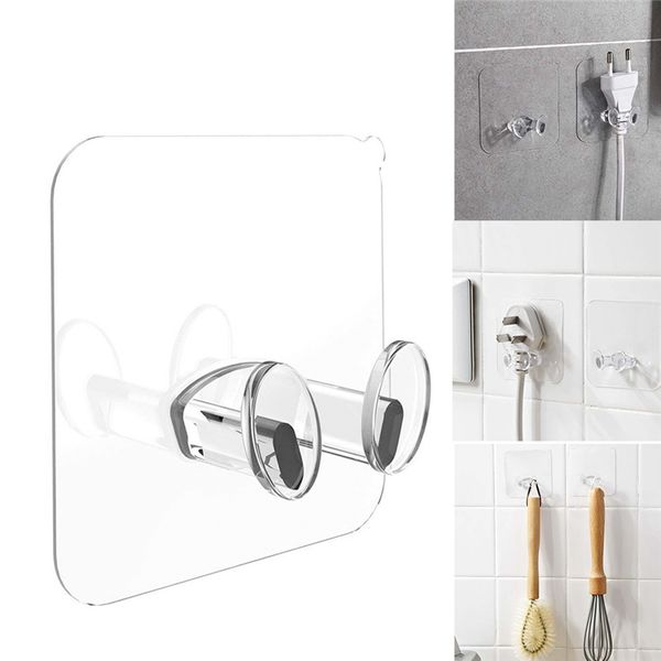 

50pcs adhesive hooks rack wall hanger space saver flower heavy load transparent strong self strong kitchen bathroom towel door