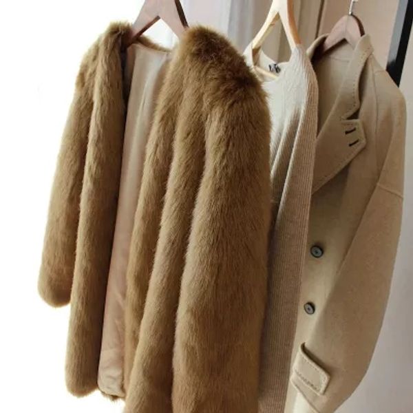 

new style high-end fashion women faux fur coat 17s33, Black