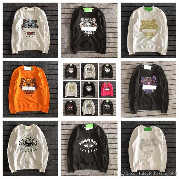 

вышивка тигром k + z мужская модельер балахон мужчина и женщина высокое качество с длинным рукавом o-образным вырезом пуловеры вышивка чисто, Black