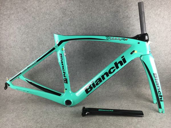 

bianchi xr4 carbon road frame t1000 green aero bicycke carbon frame +seat post+clamp+headset+fork with bb386 size 50cm 53cm 55cm 57cm c01