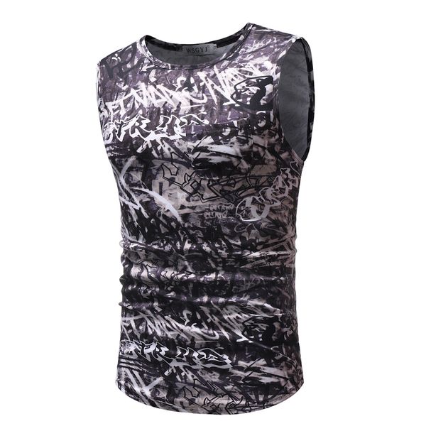 

new pattern big code man leisure time summer thin section personality flower color wild joker cultivate oneself sweat vest, White;black