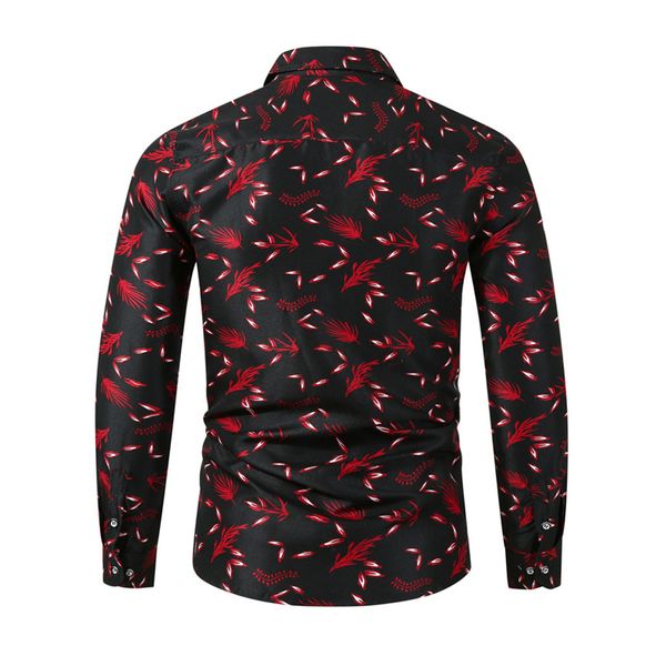 

men shirt autumn winter casual slim printed long sleeve camisa social masculina shirts beach camisa hawaiana hombre, White;black