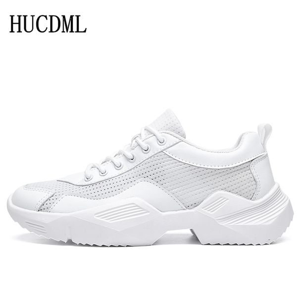 

hucdml 2019 autumn new men's shoes breathable light mens shoes casual solid comfortable mesh(air mesh) mens sneakers, Black