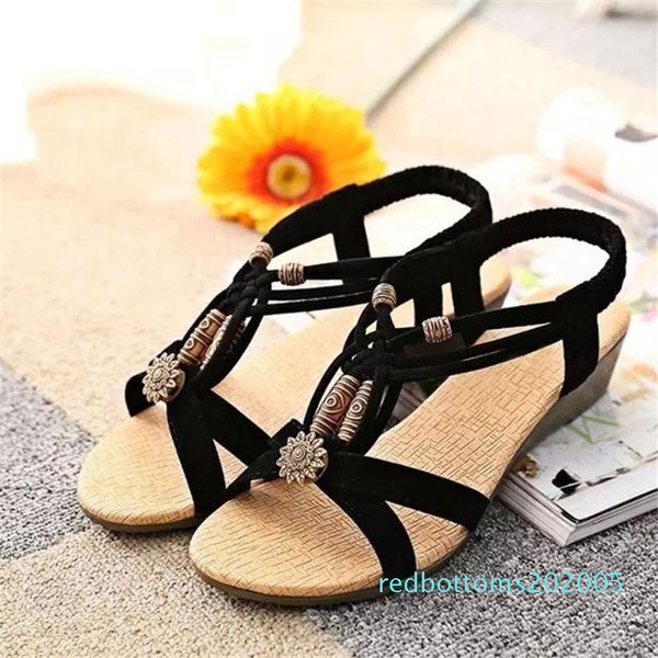 

woman sandals wedge heel shoes woman elastic band girl open toe sweet sandals beach summer shoes wedges for women 2020 r05, Black