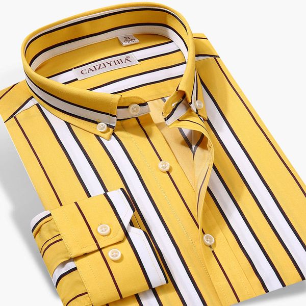 

brand new fashion striped contrast color button-down collar long sleeve non-iron office men business casual shirts, White;black