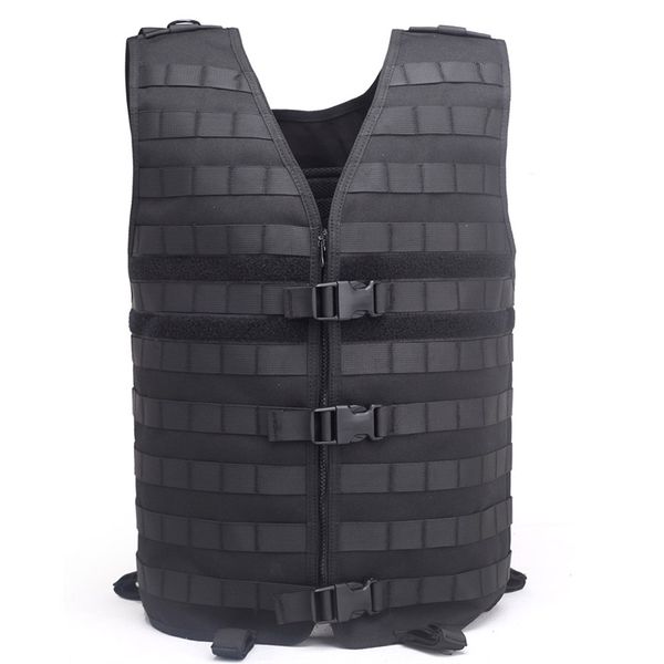 

tactical vest molle assault plate carrier vest adjustable lightweight mesh paintball cs hunting gear, Camo;black