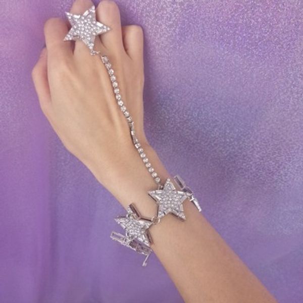 

spring and summer new net red unique silver diamond charm temperament fashion five-pointed star star bracelet female, Golden;silver