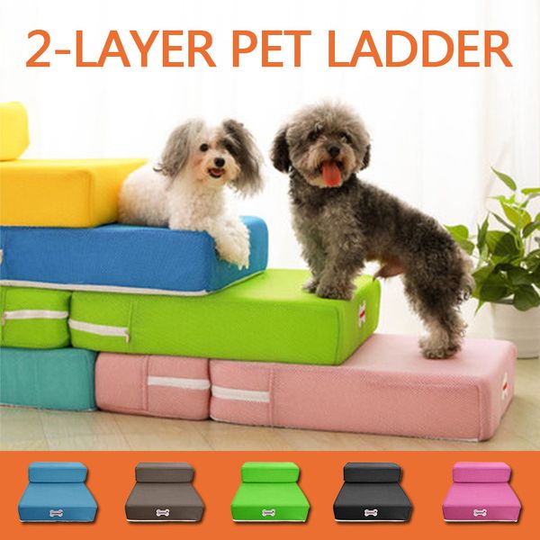 

Foldable Dog Stairs Bed Pet Ramp Dog House 2 Steps Ladder For Small Detachable Dog Kennel Breathable Mat Pets Supplies, Multi color