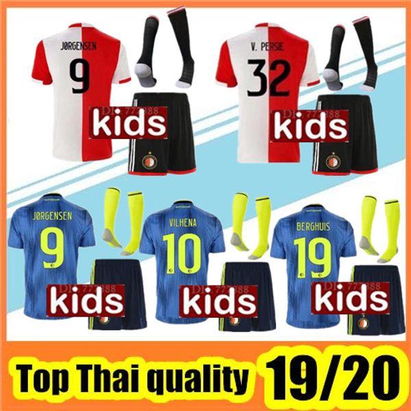 

2019/20 feyenoord soccer jersey larsson kids kit home away 2019 2020 32 v.persie 19 berghuis 10 vilhena 9 jorgensen boys jersey shirt kit, Black