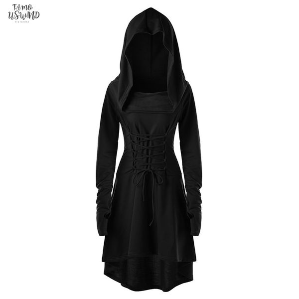 

dress women party nigh black party long dress long sleeve polyester hooded dresses lace up elegant women clothes 2020 vestidos, Black;gray
