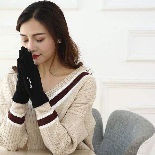 

daihuijia winter warm touchscreen gloves for women men knit wool lined texting gloves warm women, Blue;gray